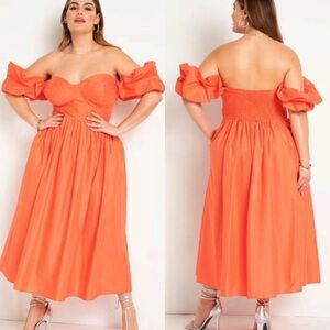 ELOQUII Bustier Off Shoulder Dress